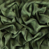 Washed Cotton Blend Plaid Check - Wynne Green