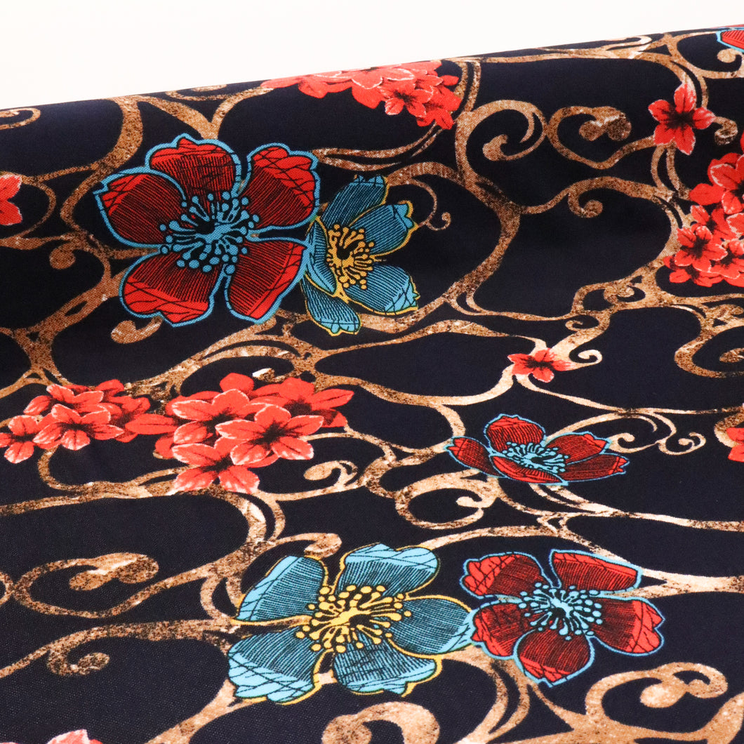 Printed Mesh Deadstock - Hibiscus Floral
