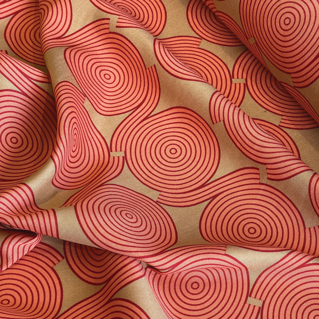 Spiral Rayon Challis Print - Orange
