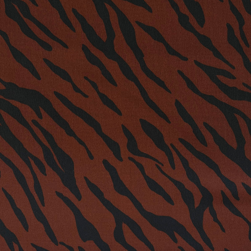 Tiger Stripe Print Crepe Deadstock - Pecan and Black
