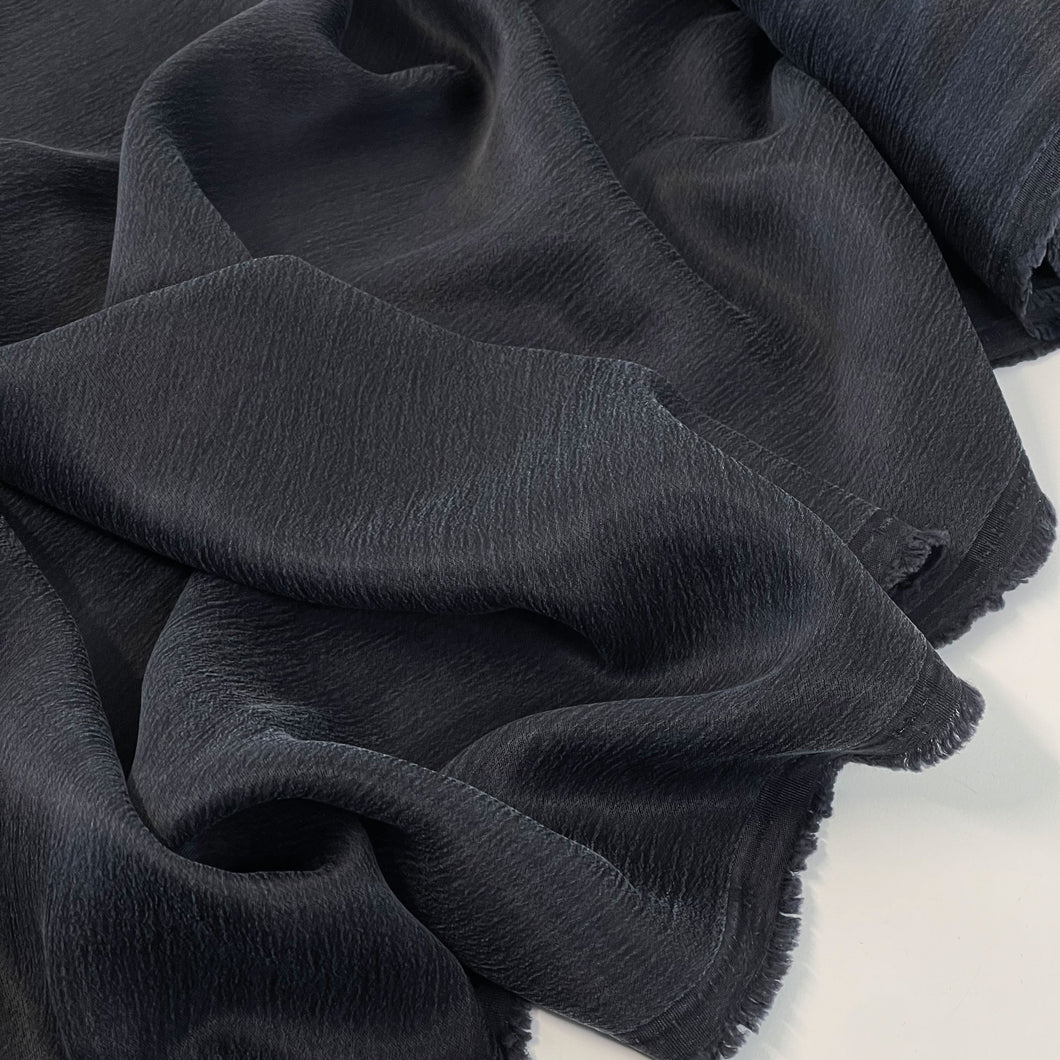 Sandwashed Cupro Crepe Back Crinkle Satin - Ink