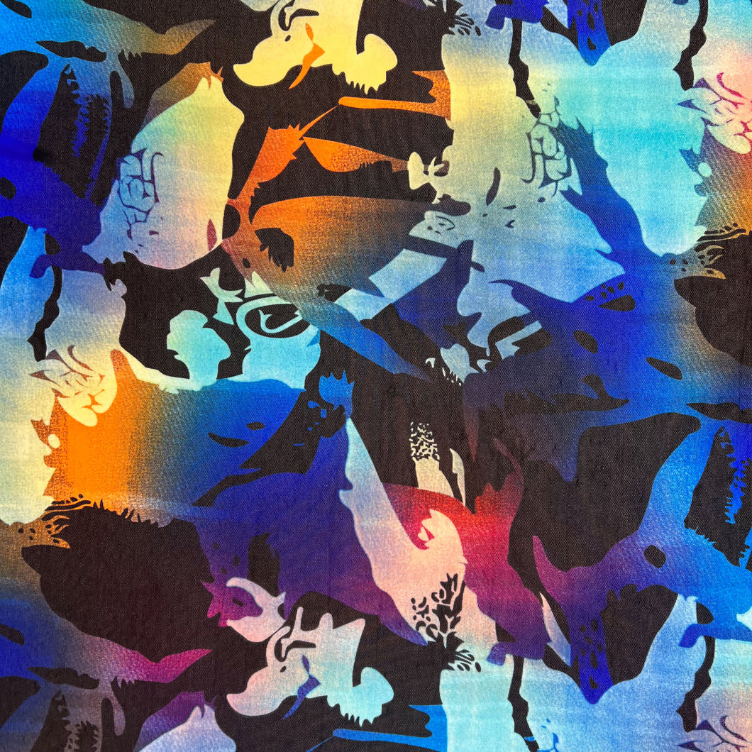 Digital Printed Mesh - Wildfire Blue