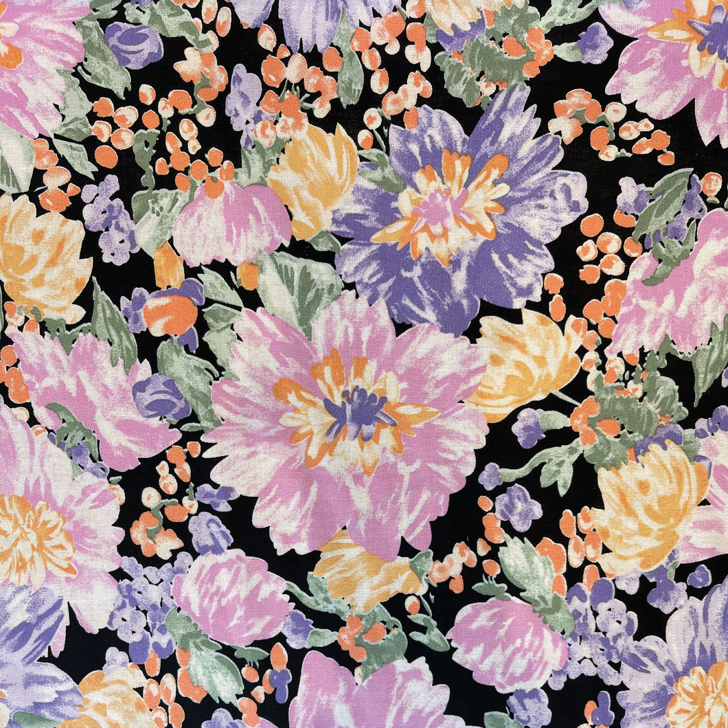Floral Fantasy Cotton Print - Black