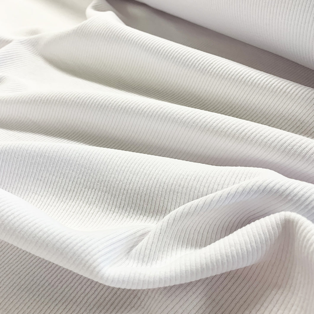 250gsm Cotton Spandex Rib - White