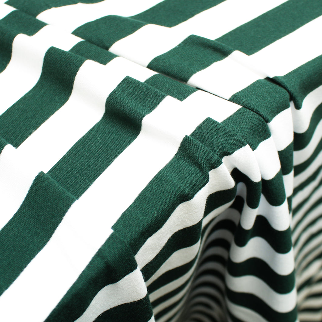 Cotton Spandex Stripe - Bottle/White