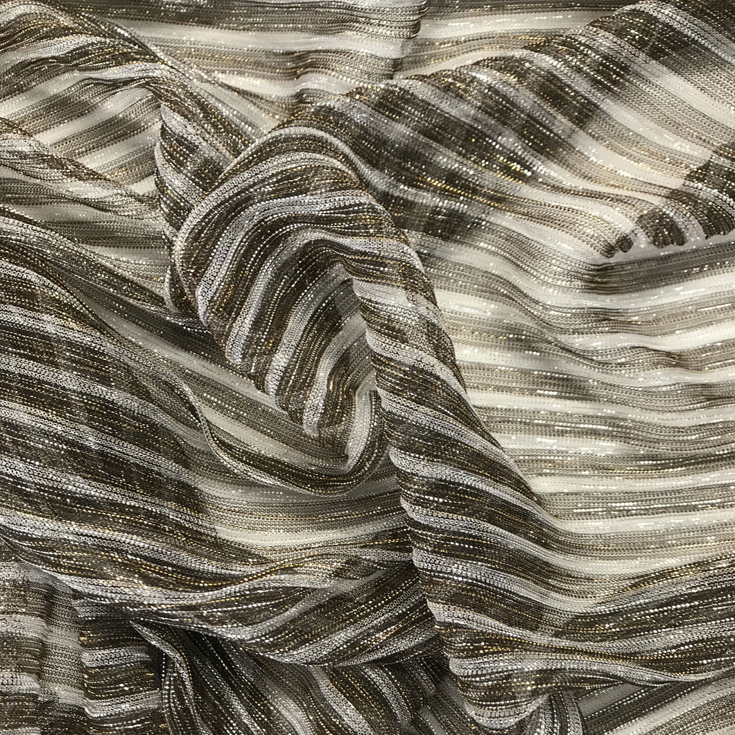 Metallic Plissé Mesh - Silver