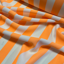 Load image into Gallery viewer, Bold Stripe Crepe Deadstock - Neon Orange
